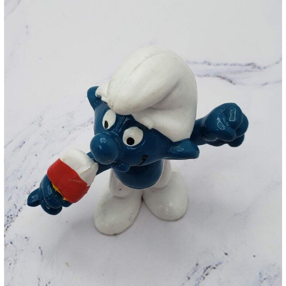 POPSICLE SMURF - 20053 - SMURFS VINTAGE SCHLEICH PEYO 2" PVC FIGURE - Picture 5 of 7